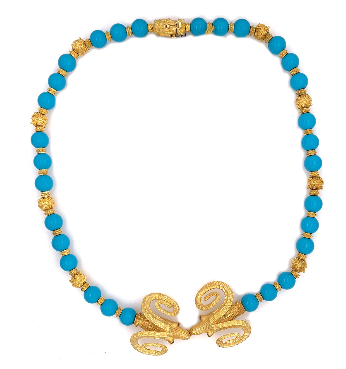 Turquoise and 18kyg Bead Necklace